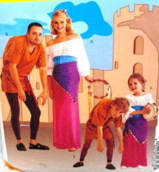 8447 GYPSY COSTUME, HUNCHBACK PATTERN KID 5-8  ADULT S,M